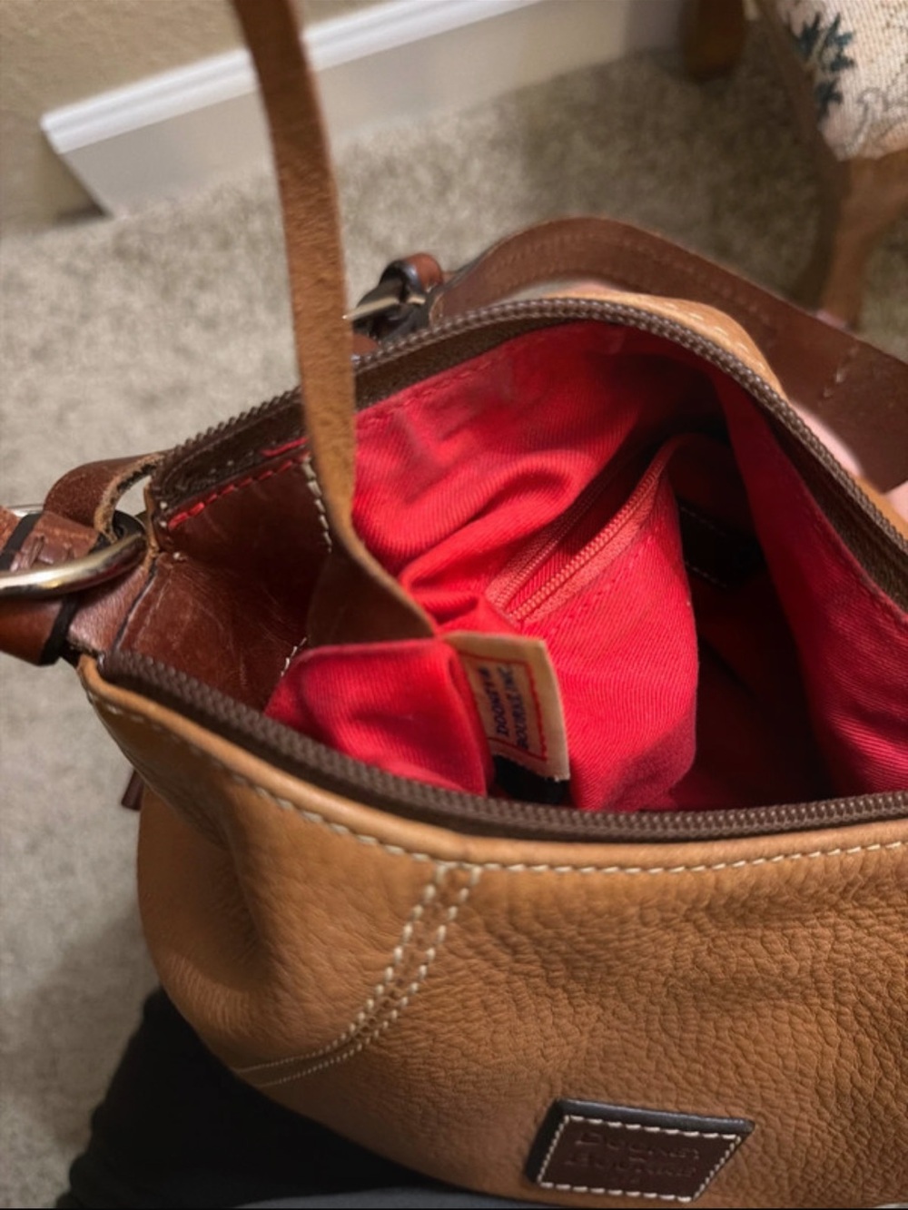 Dooney & Bourke Tan Pebble Leather Shoulder Bag - Picture 8 of 8